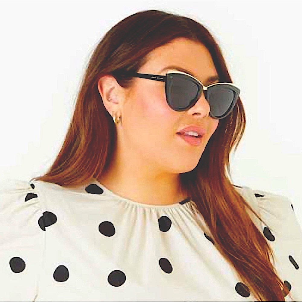PRIVE REVAUX “THE JULIET” Black & Gold Cat Eye Sunglasses